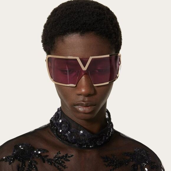 Valentino Women Sunglasses Titanium Gold Black Pink Mask V - ROMASK VLS-120C-146 main image 7